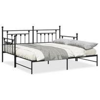 Juodas dienos lovos rėmas su traukiniu 90x200 cm, plieninis