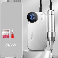 Įkraunamas nagų gręžimo aparatas su power bank,  DF107 Space Silver standartiškai komplektuojamas su kukurūzų galvute