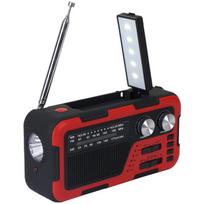 Radijas ir žadintuvai, nešiojamasis avarinis orų radijas su saulės energijos įkrovimu, rankinis švaistiklis, AM / FM / NOAA orų radijas, raudonas