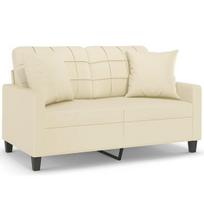 Dvivietė sofa，Poilsio sofa su pagalvėlėmis, kreminė, 120cm, dirbtinė oda CFE82344