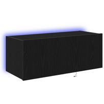TV sieninis spintelė su LED apšvietimu juoda 80x35x31 cm