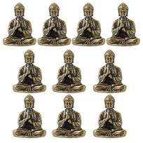 10 vnt. mini sėdinčio Budos statulėlės rinkinys, sudėtingo dizaino, žalvarinė, Kinų budizmo Sakyamuni skulptūra maldai ir meditacijai
