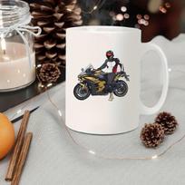 330ml Riterių Tematikos Keraminis Puodelis Motociklistams ,  Baltas