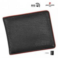 Vyriška odinė piniginė SIRANAS + dovanų maišelis, GR-TUMBLE 325/BLK+RED-19