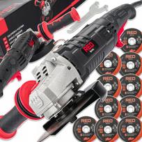 Kampinis šlifuoklis Red Technic RTSZK0069, 1500 W, 125 mm, su greičio reguliavimu, 10 pjovimo diskų komplektas