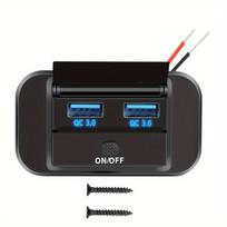 Automobilinis įkroviklis su 2x USB QC3.0 ir jungikliu,  Blu Ray