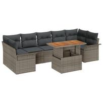 vidaXL Sodo Sofų Rinkinys su saugykla 8 pcs Pilka Poli ratanas