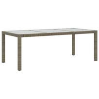 Sodo stalas，Lauko stalas, pilkas, 190x90x75cm, grūdintas stiklas/poliratanas CFE847829