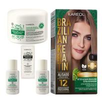 Kareol Keratin plaukų tiesinimo rinkinys švelniems, jautriems plaukams, atkuriamasis, veganiškas