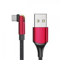 USB Kabelis Essager 'Universal' (180' kampu) raudonas 'Type-C' 200cm (iki 3A)