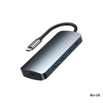 Adapteris Remax RU-U5 5 In1 HDMI, 3x3.0USB, USB-C -Type-C / USB-C Docking Station