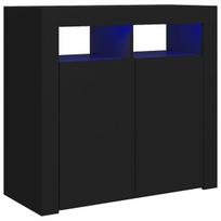 Šoninė spintelė su LED apšvietimu, juodos spalvos, 80x35x75 cm, Juoda