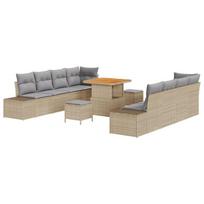 11 dalių sodo sofos komplektas su pagalvėmis smėlio poli ratanas akacija,2 vietų sodo sofa su pagalvėmis smėlio poli ratanas,3 dalių sodo valgomojo komplektas su pagalvėmis smėlio poli ratanas akacija