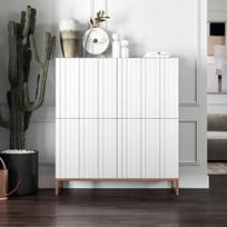 TV komoda Meble Lindner 112 cm baltas matinis, metalinis rėmas
