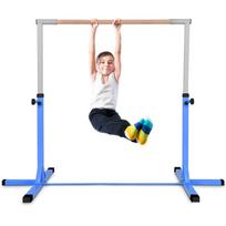 Costway gimnastikos gimnastikos juosta, reguliuojamo aukščio gimnastikos strypai, elastinga horizontali juosta, rožinė/mėlyna-mėlyna