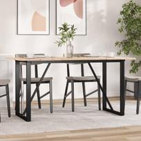 vidaXL Valgomojo stalas, 160x80x75cm, pušis ir plieninis, O formos rėmas