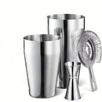 Kokteilių plaktuvo rinkinys, nerūdijančio plieno, Bostono purkštuvų 3 dalių rinkinys-700ML/600ML