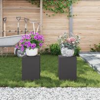 Lauko augalų stovas stulpas 2 vnt Juodas 24x24x35 cm Plienas