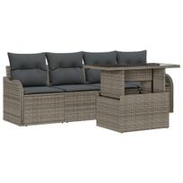 vidaXL Sodo Sofų Rinkinys su pagalve 5 pcs Pilka Poli ratanas