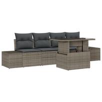 vidaXL Sodo Sofų Rinkinys su pagalve su saugykla 5 pcs Pilka