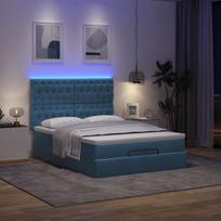 vidaXL Osmanų lova su čiužiniais ir LED Tamsiai mėlyna Velvet