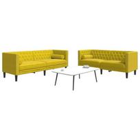 vidaXL Chesterfield sofų komplektas su pagalvėlėmis, 2 dalių, geltonas