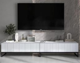 TV Spintelė Meble Lindner Balta Matinė Metalinis Rėmas 220 cm
