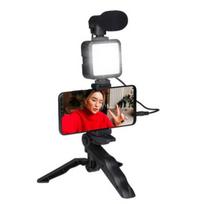 Asmenukių lazda ("Selfie sticks") Grundig ED-38135 Selfie Studio vaizdo įrašų rinkinys „trys viename“ su apšvietimu, mikrofonu ir trikoju