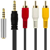 Techside 1.5m Rca Kabelis su 3.5mm Adapteriu Vaizdo įrašams