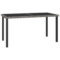 vidaXL Sodo valgomojo stalas, pilkos spalvos, 140x70x73cm, poliratanas