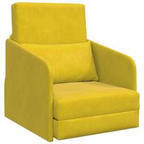 Grindų Sofa Lova 2-in-1 Geltona 65x80x83 cm Veliūras