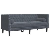 Dvivietė chesterfield sofa su pagalvėlėmis, pilka, aksomas