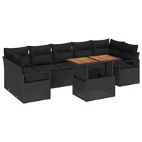 vidaXL Sodo Sofų Rinkinys su pagalve 8 pcs Juoda ir Ruda
