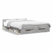 vidaXL Lovos rėmas su stalčiais, betono, 160x200cm, apdirbta mediena