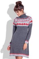 Megzta norvegiško suknelė moterims Fobya F346, pilka, L/XL