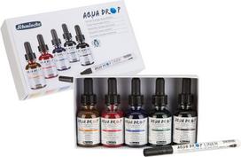 Schmincke Aqua Drop skysti akvareliniai dažai + akvarelinis laineris, 5x30 ml