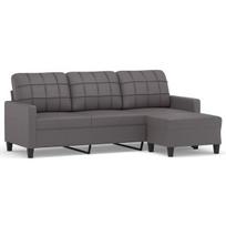 Trivietė sofa su pakoja vidaXL, 180cm, pilka