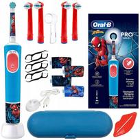 ORAL-B VITALITY D103 SPIDERMAN + 4 Zip antgaliai, dangtelis, spaustukas, dantų krapštukai, dėklas