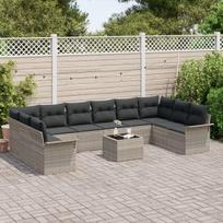11 dalių sodo sofa rinkinys su pagalvėlėmis, pilka poli ratanas,2 vietų sodo sofa su saugykla ir pagalvėlėmis, šviesiai pilka poli ratanas