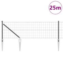 vidaXL Tvora su stulpais Pilka 0,4 x 25 m Plienas ir PVC