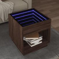Kavos staliukas su infinity led lemputėmis, rudas, 50x50x50cm