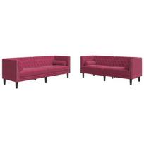 vidaXL Chesterfield sofų komplektas su pagalvėlėmis, 2 dalių, raudona