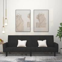 Dvivietė sofa-lova, juodos spalvos, aksomas