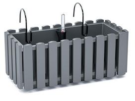 Balkono vazonas su drėkinimo sistema Prosperplast Boardee Fencycase W DDEF400W-405U, pilkas