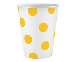 Popieriniai puodeliai su geltonais taškeliais, 6vnt., 250ml