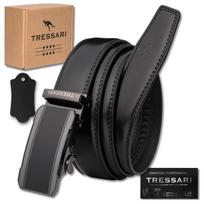TRESSARI vyriškas kelnių diržas 125cm, automatinis, natūralios odos, juodas