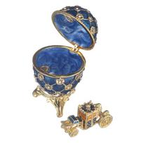 Faberge stiliaus imperatoriškasis karūnavimo kiaušinis, papuošalų dėžutė su vežimu