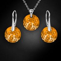 Sidabrinis papuošalų rinkinys moterims DiamondSky „Marianne (Light Colorado Topaz)“ su Swarovski kristalais