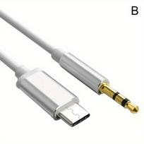 3.5 Jack Aux Audio TPE Kabelis Tipas C 1m Adapteris ,  Sidabrinis