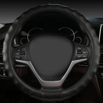 Tvari dirbtinės odos vairo užvalkalas visiems sezonams. , Juodai apvali (bangos ratas 001) novatoriška automobilio apdaila
